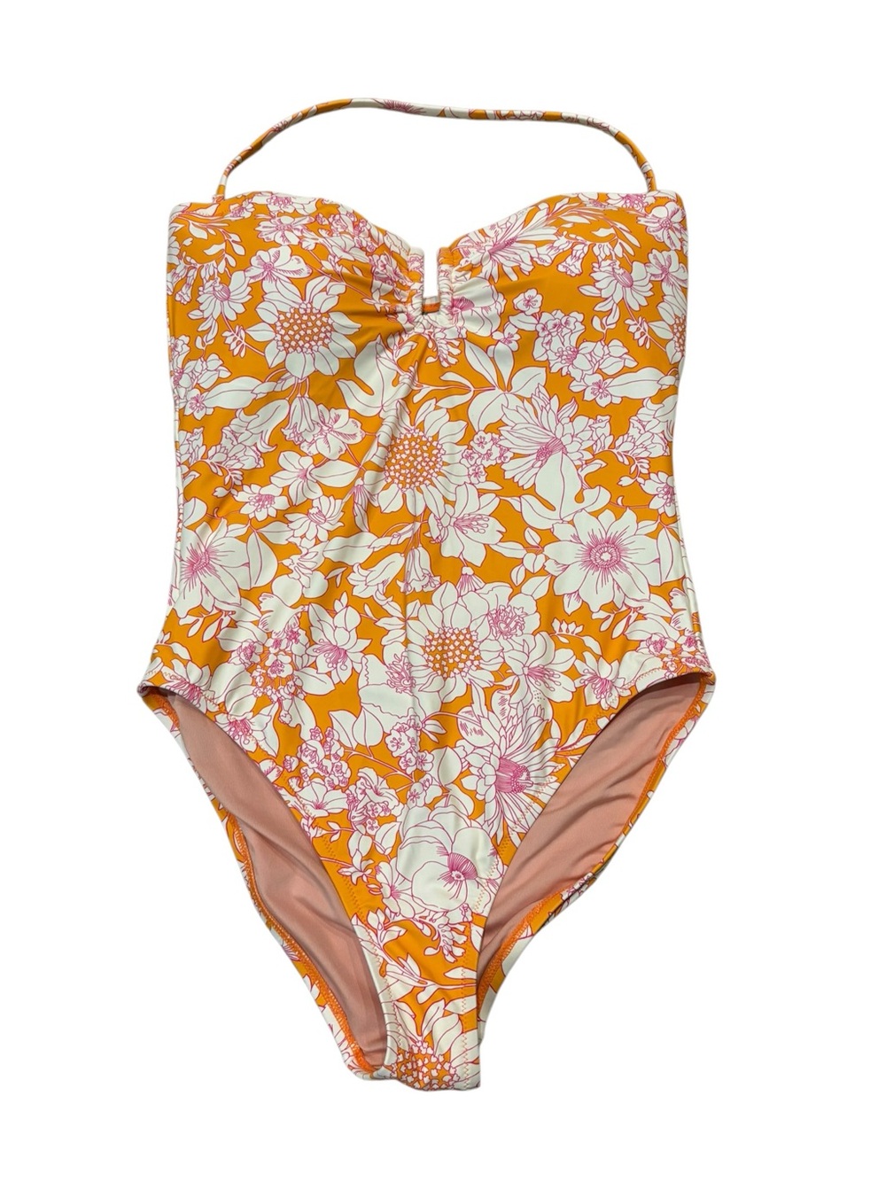 J. Crew Strapless Orange Floral One Piece Swimsuit.  Size 12